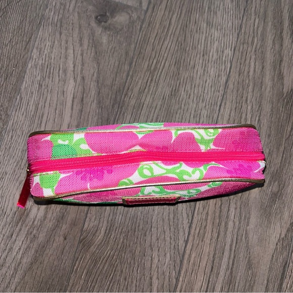 Lilly Pulitzer Estée Lauder Cosmetic Zip Pouch Bag Pencil Case Pink Green Floral - Picture 4 of 10
